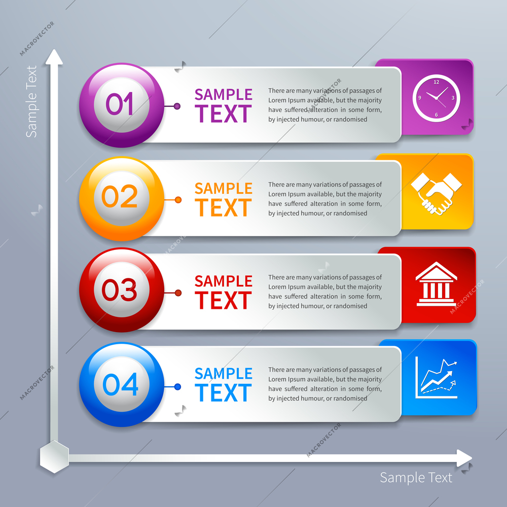 Abstract business paper chart infographics layout template with choice buttons and labels vector illustration