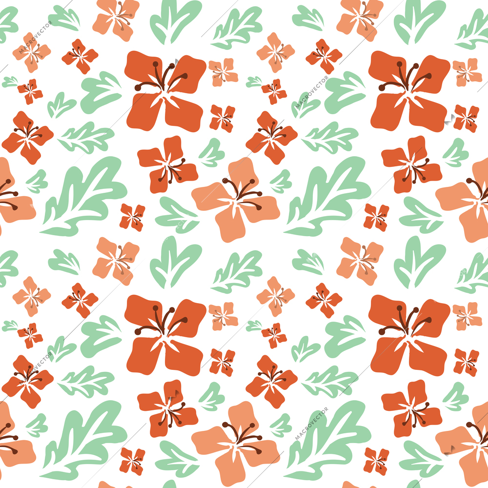 Decorative tropical summer flowers seamless pattern background vector illustration