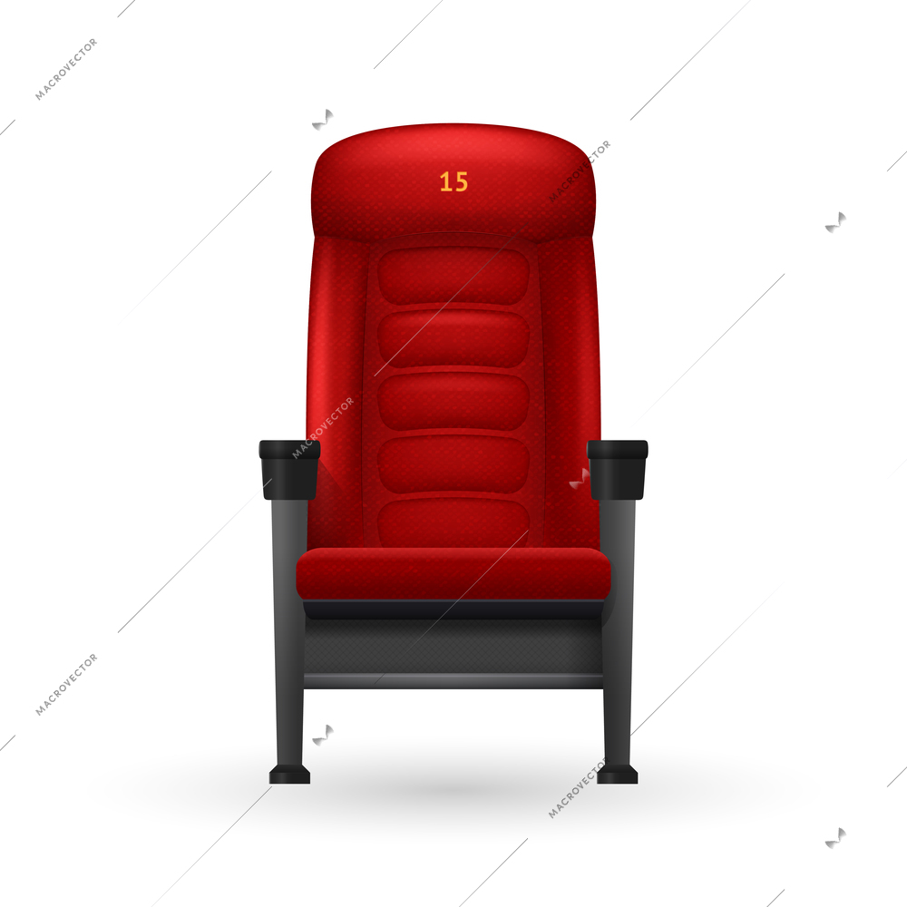 Cinema red comfortable realistic seat for watching movies vector illustration