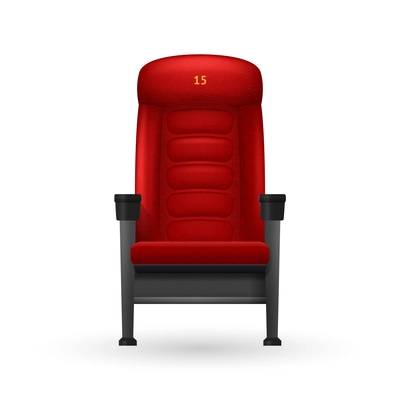 Cinema red comfortable realistic seat for watching movies vector illustration
