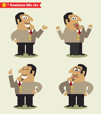 President emotions in poses, standing set vector illustration