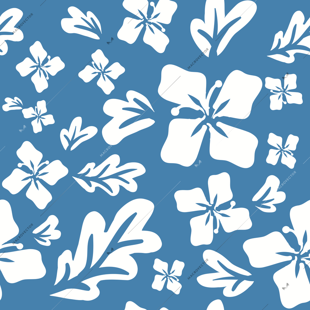 Decorative tropical summer flowers seamless pattern background vector illustration