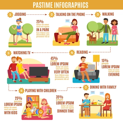 Abstract pastime infographics diagram with different types of activities vector illustration