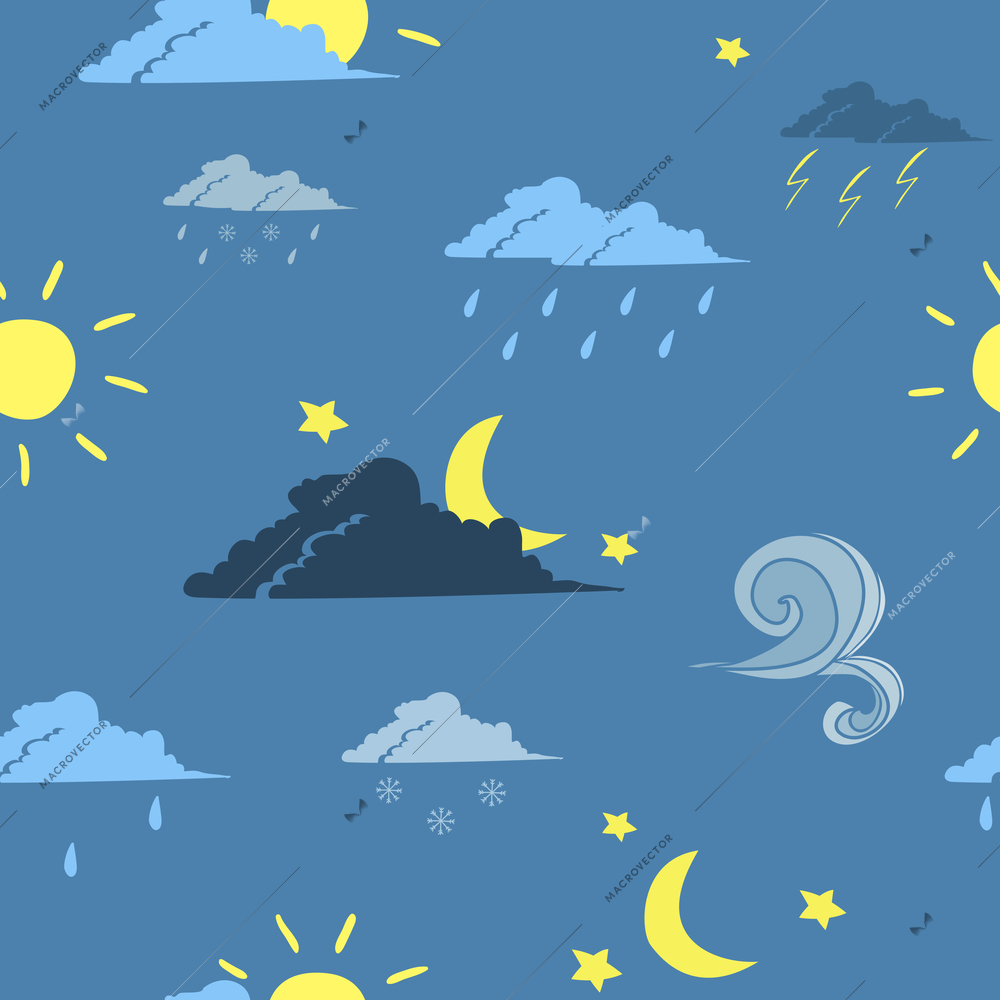 Seamless weather forecast pattern background vector illustration