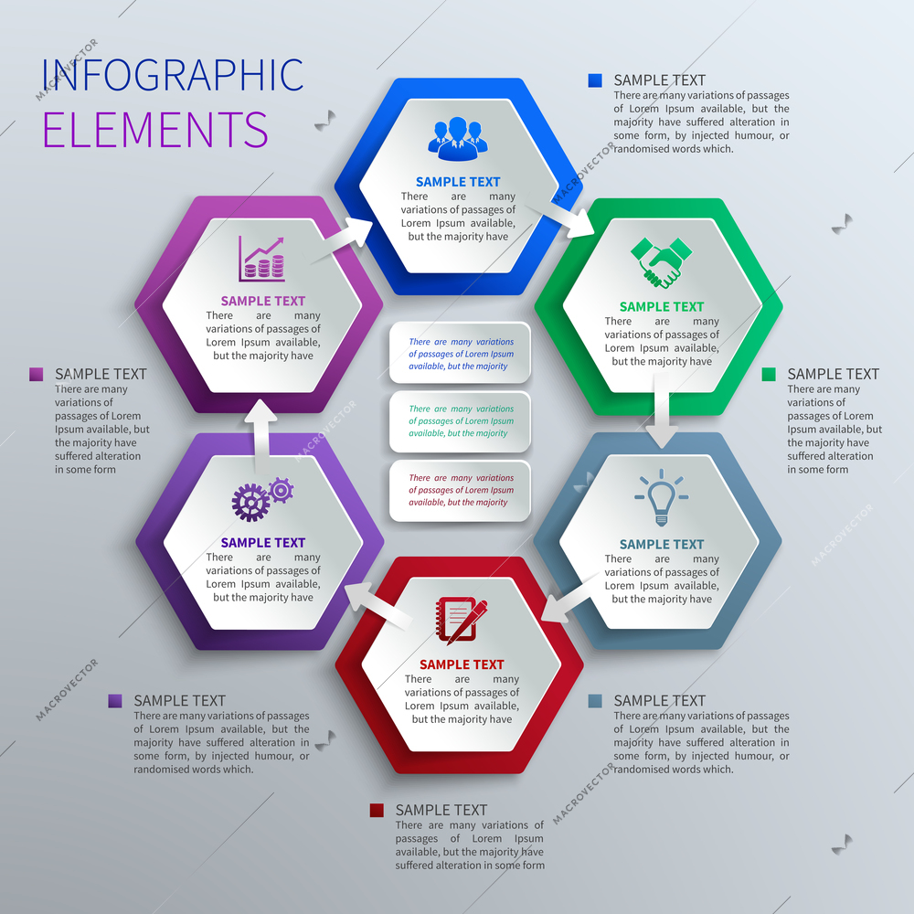 Abstract paper hexagons geometric shape business infographics design template vector illustration