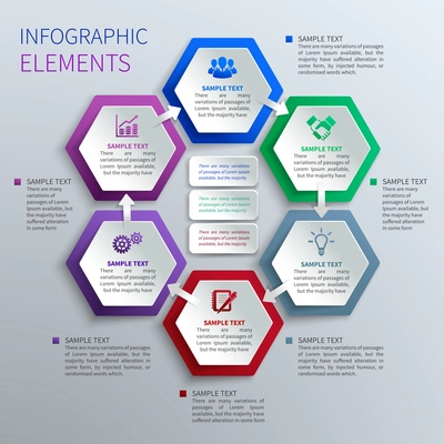 Abstract paper hexagons geometric shape business infographics design template vector illustration