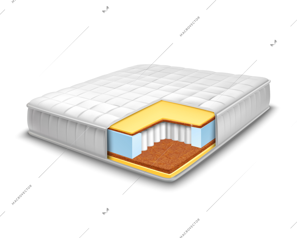 Double comfortable orthopedic mattress cut out in realistic style with layers view isolated vector illustration