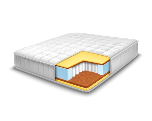 Double comfortable orthopedic mattress cut out in realistic style with layers view isolated vector illustration