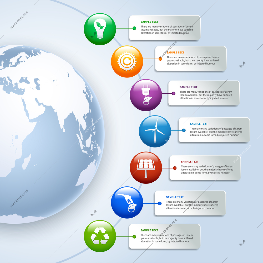Energy and ecology environment green business infographics design elements of options and buttons vector illustration