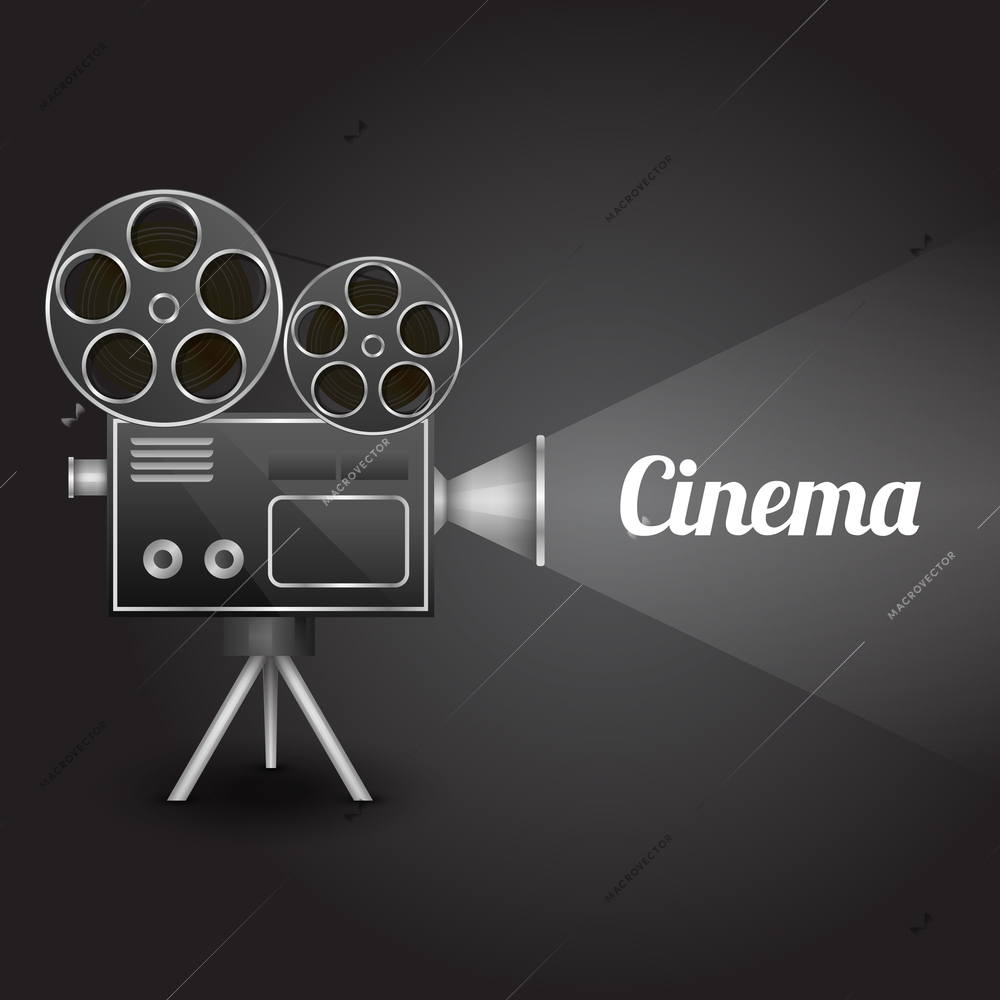 Cinema entertainment concept poster layout template with retro camera projector vector illustration