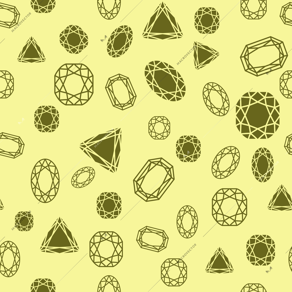 Seamless diamond and jewels on yellow pattern vector illustration