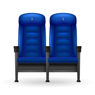 Blue comfortable realistic cinema seats set for cinema visiting vector illustration