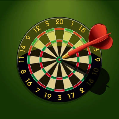 Dartboard with dart in the center concept goal achievement vector illustration