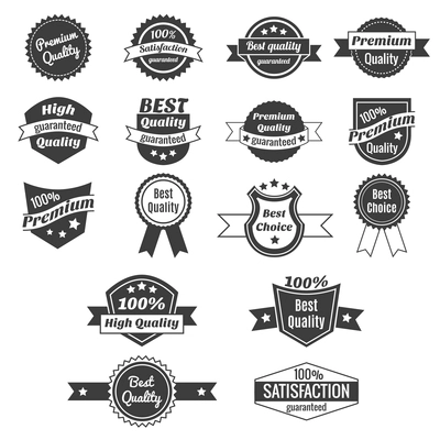 Collection of premium quality best choise and guaranteed satisfaction product price labels isolated vector illustration