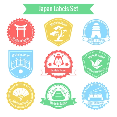 Made in Japan labels or badges set isolated vector illustration