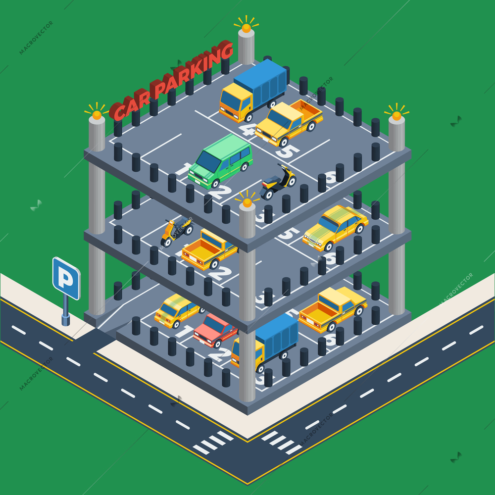 Car Parking Concept. Car Parking Building. Car Parking Design. Car Parking Isometric Illustration. Car Parking Vector.