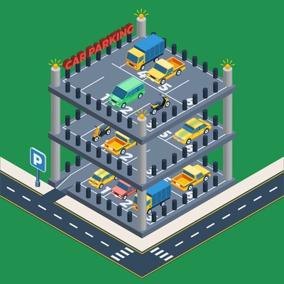 Car Parking Concept. Car Parking Building. Car Parking Design. Car Parking Isometric Illustration. Car Parking Vector.