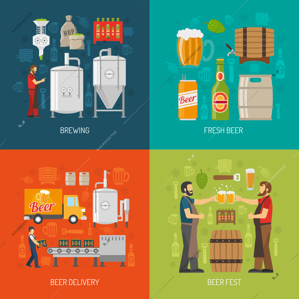 Brewery Flat Concept. Brewery Icons Set. Brewery Vector Illustration. Brewery And Beer Symbols. Brewery Design Set. Brewery Elements Collection.