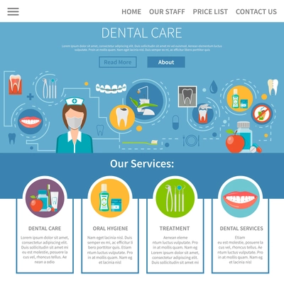 Dental Care Page. Dental Care Design. Dental Care Vector Illustration. Dental Care Symbols. Dental Care Presentation. Dental Care Flat Elements. Dental Care Website.