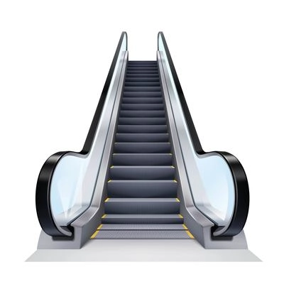 Single escalator on white background realistic isolated vector illustration