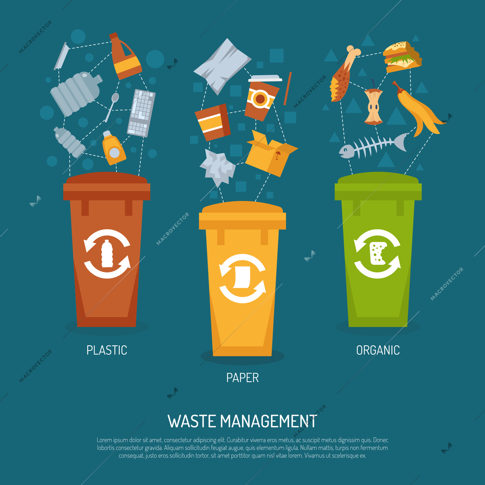 Color poster waste management that illustrate garbage sorting vector illustration