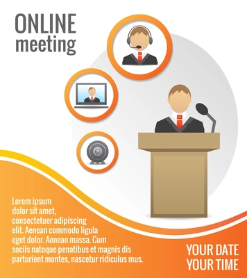 Business people meeting poster or print layout template vector illustration