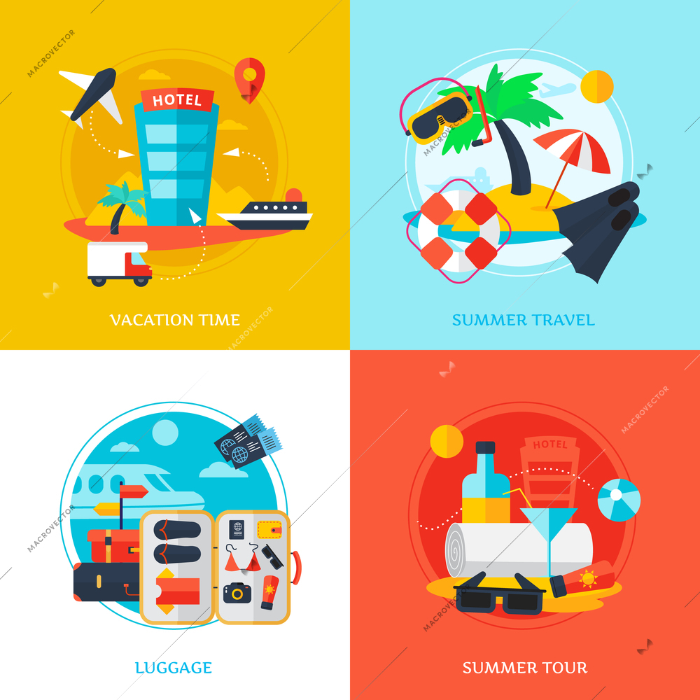 Decorative design concept with elements shown various types of traveling vector illustration