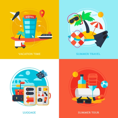 Decorative design concept with elements shown various types of traveling vector illustration