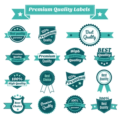 Set of premium quality best choise and guaranteed satisfaction product price tags isolated vector illustration