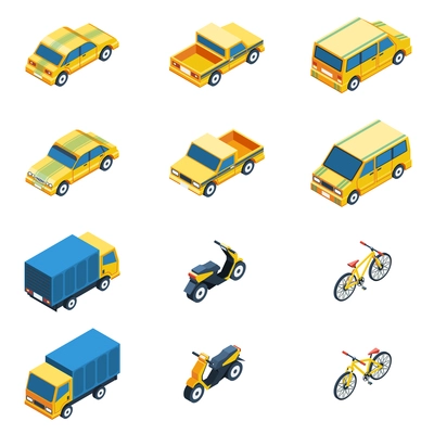 Transport Isometric Set. Transport Vector Illustration. Transport Isolated Elements.Transport Icons Set. Transport Means Collection.