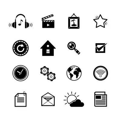 Mobile phone app search settings mail icons set  isolated vector illustration
