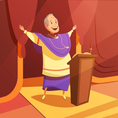 person praying in church cartoon