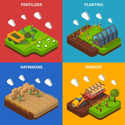 Farmer Isometric Concept.Farmer  Icons Set. Farmer Vector Illustration. Farmer And Village Symbols. Farmer And Countryside Design Set. Farmer Elements Collection.