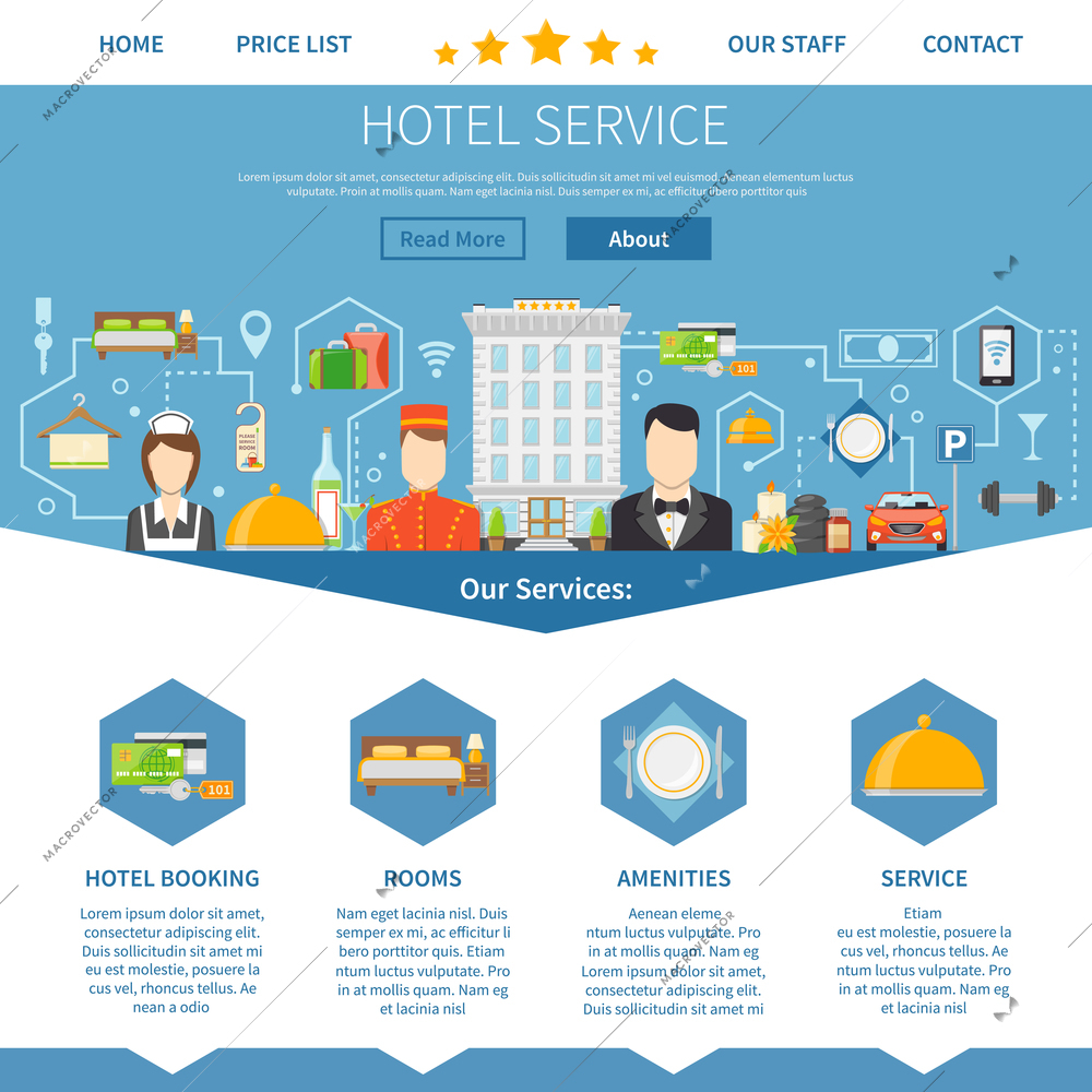 Hotel Service Page. Hotel Service Design. Hotel Service Vector Illustration. Hotel Service Symbols. Hotel Service Presentation.Hotel Service  Flat Elements. Hotel Service Website.