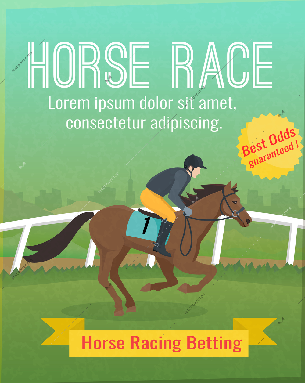 Color poster with title showing horse sport riding vector illustration