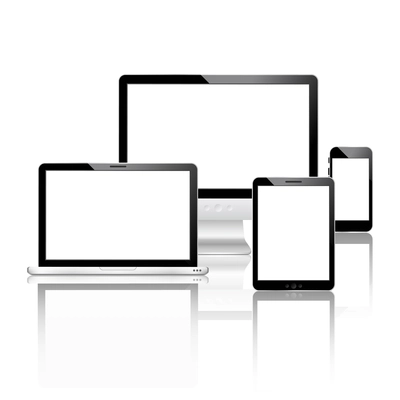 Mobile devices set with laptop computer monitor smartphone tablet vector illustration