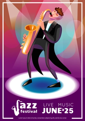 Jazz Festival Poster. Jazz Festival Vector Illustration.Jazz Festival Design. Jazz Festival Cartoon Decorative Symbols.