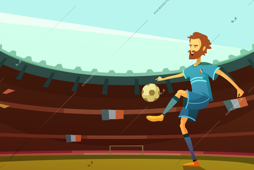 Football player with ball on stadium with France flags on background vector illustration