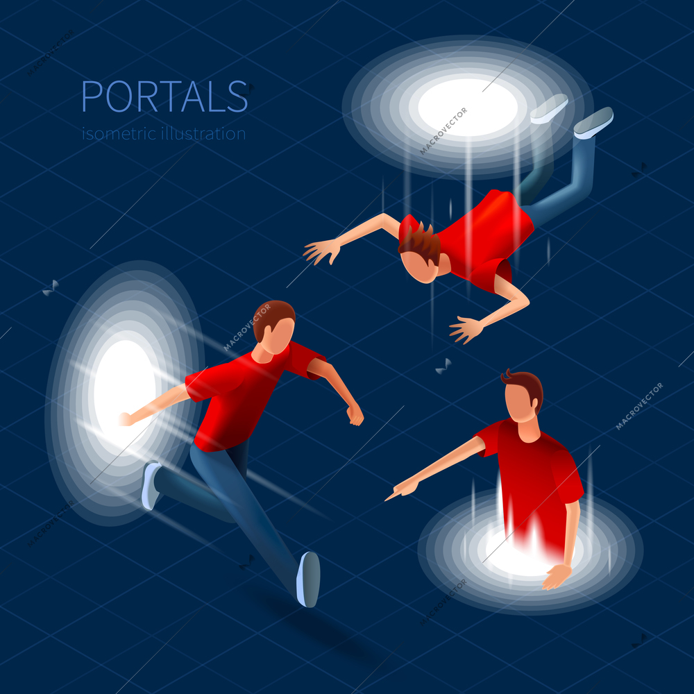 Way Out Portals Icons Set. Way Out Portals Vector Illustration.Portals Decorative Set. Portals  Design Set. Portals Isometric Isolated Set.