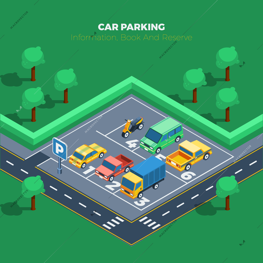 Car Parking Concept. Car Parking Information. Car Parking Poster. Car Parking Isometric Illustration. Car Parking Vector.