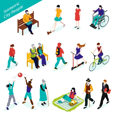 City People Icons Set. City People Vector Illustration. City People Decorative Set.  City People Design Set.City People Isometric Isolated Set.