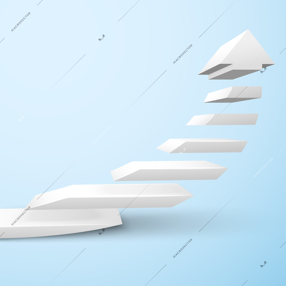 Ascending upward staircase arrow symbol rising moving improvement concept vector illustration