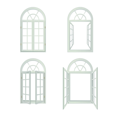 Arched Windows Icons Set. Arched Windows Vector Illustration.Arched Windows Decorative Set.  Arched Windows Design Set. Arched Windows Realistic Isolated Set.