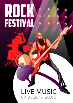 Rock Festival Poster. Rock Festival Vector Illustration. Rock Festival Design. Rock Festival Cartoon Decorative Symbols.