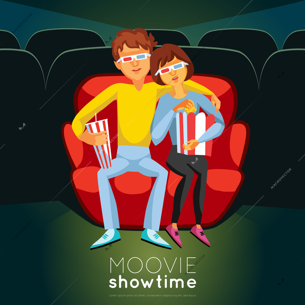 Cinema Time Background. Cinema Vector Illustration. Movie Night Design. Cinema Cartoon Decorative Symbols.