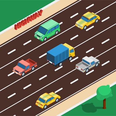 Highway Concept. Highway Isometric Illustration. Highway Vector. Highway Background