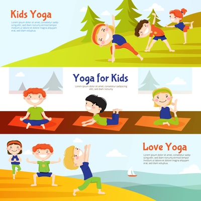 Kids Yoga Set with Cute Cartoon Girl Stock Vector - Illustration