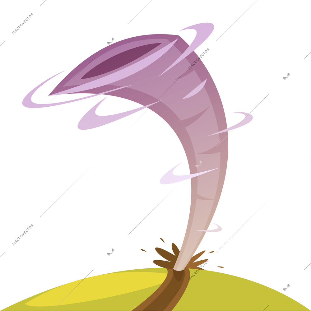 Color cartoon illustration depicting tornado with white background vector illustration