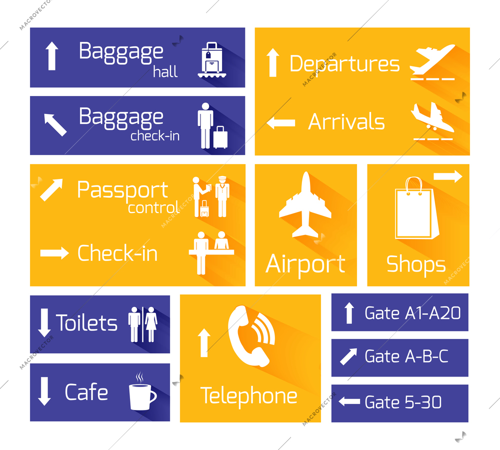 Airport business navigation infographic design elements with arrows and flight arrival departure symbols vector illustration