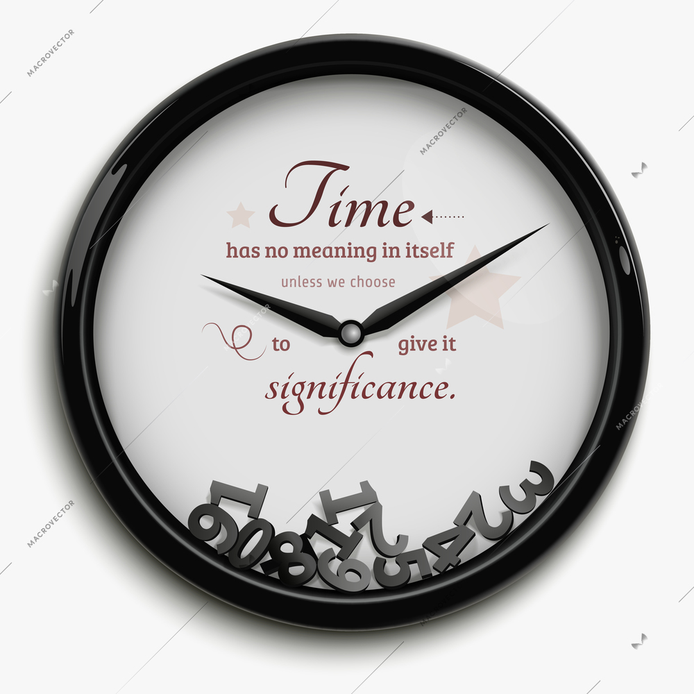 Wall clock in original design with time stopped isolated on white background vector illustration